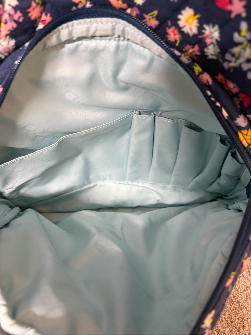 Vera Bradley Navy Quilted Floral Backpack Panel - Picture 4 of 9